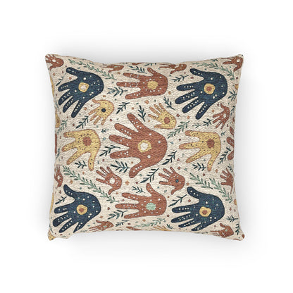 Gewebe-Kissen — Boho Handabruck-Muster Dekokissen (Erdtöne)
