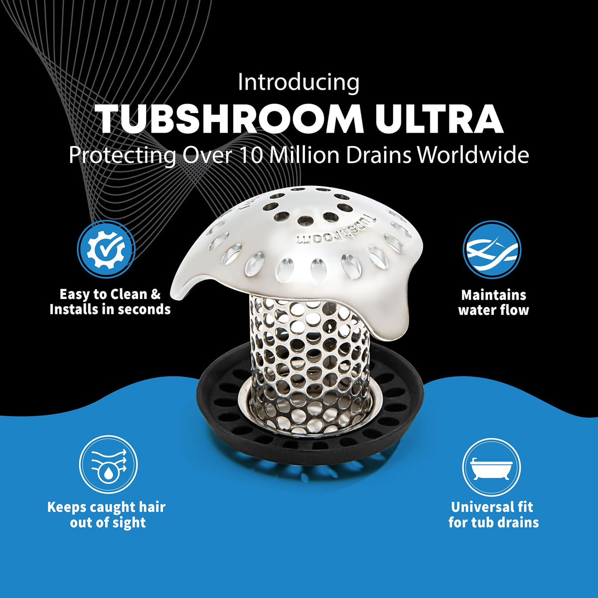 TubShroom Ultra Revolutionary Bath Tub Drain Protector Hair Catcher/Strainer/Snare Stainless Steel 🍁 All In One Marketplace Canada