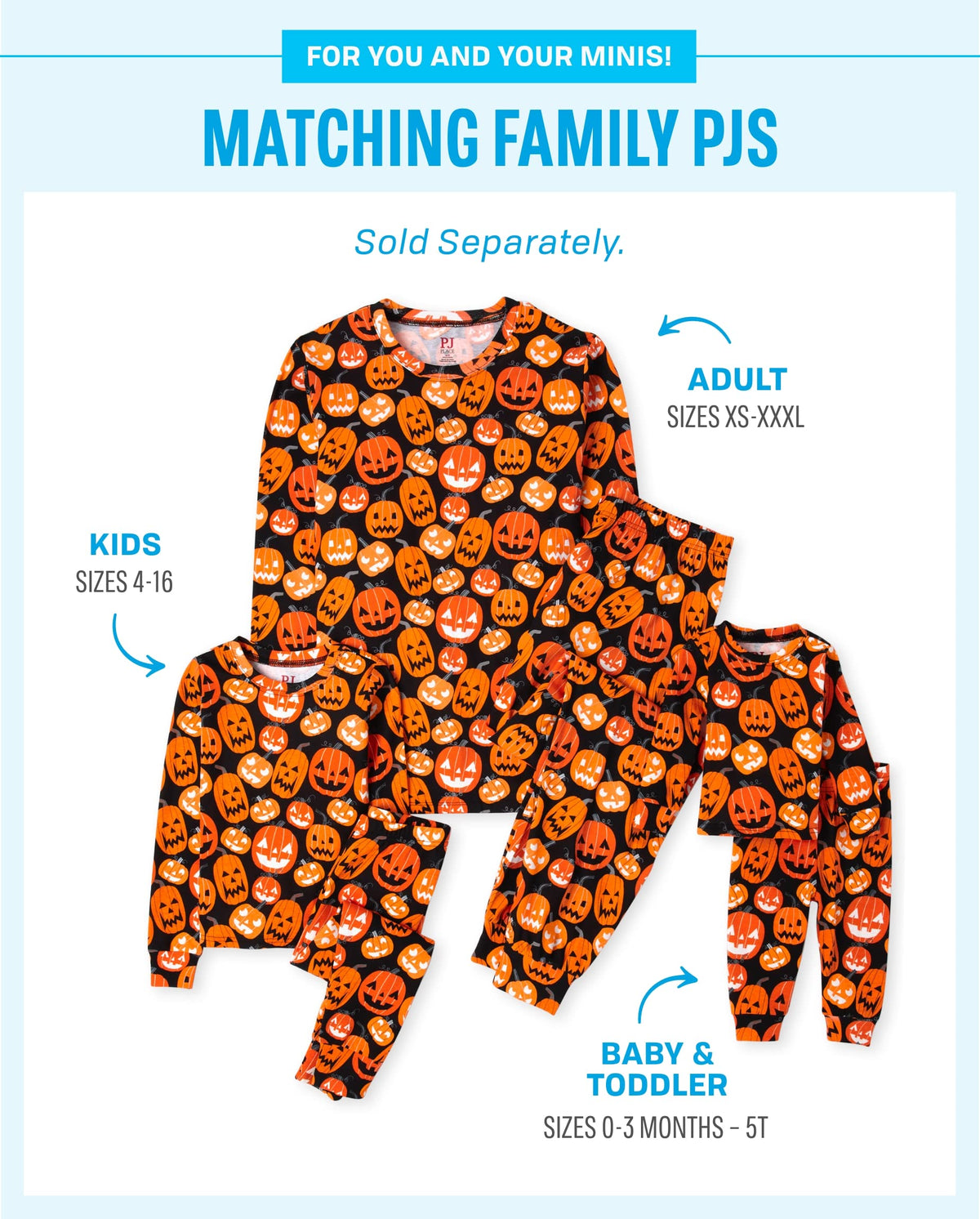 The Children's Place Kids' Family Matching, Halloween Pajama Sets, Cotton, Pumpkin Allover, 0-3 Months