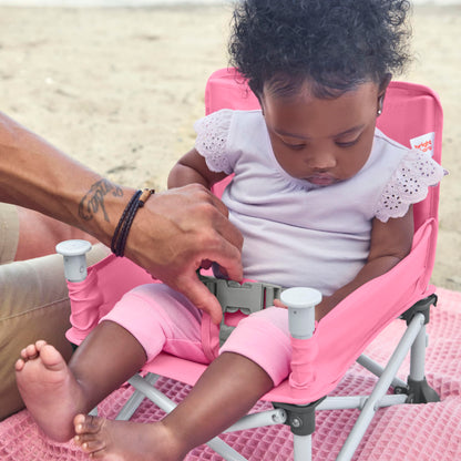 Bright Starts Pop 'N Sit Portable Booster, Indoor/Outdoor Use, Floor Seat with Feeding Tray, Pink, 6 Mos - 3 Yrs 🍁 All In One Marketplace Canada