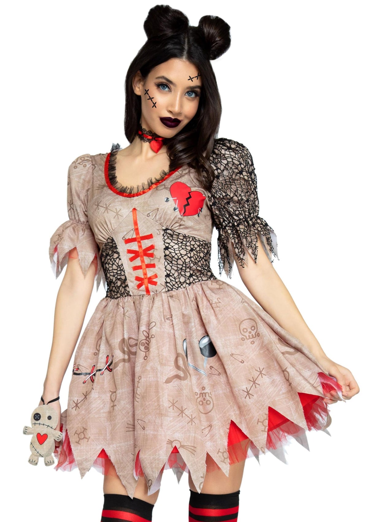 Leg Avenue Women's Deadly Voodoo Doll Halloween Costume, Multicolor, Medium/Large