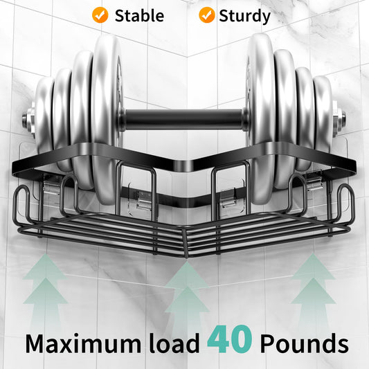 MOFOROCO 3-Pack Shower Caddy Corner Basket Shelf with Soap Holder, No Drilling Traceless Adhesive Shower Wall Shelves, Black Bathroom Shower Storage Organizer（ For 90-degree Right-angle Walls） 🍁 All In One Marketplace Canada