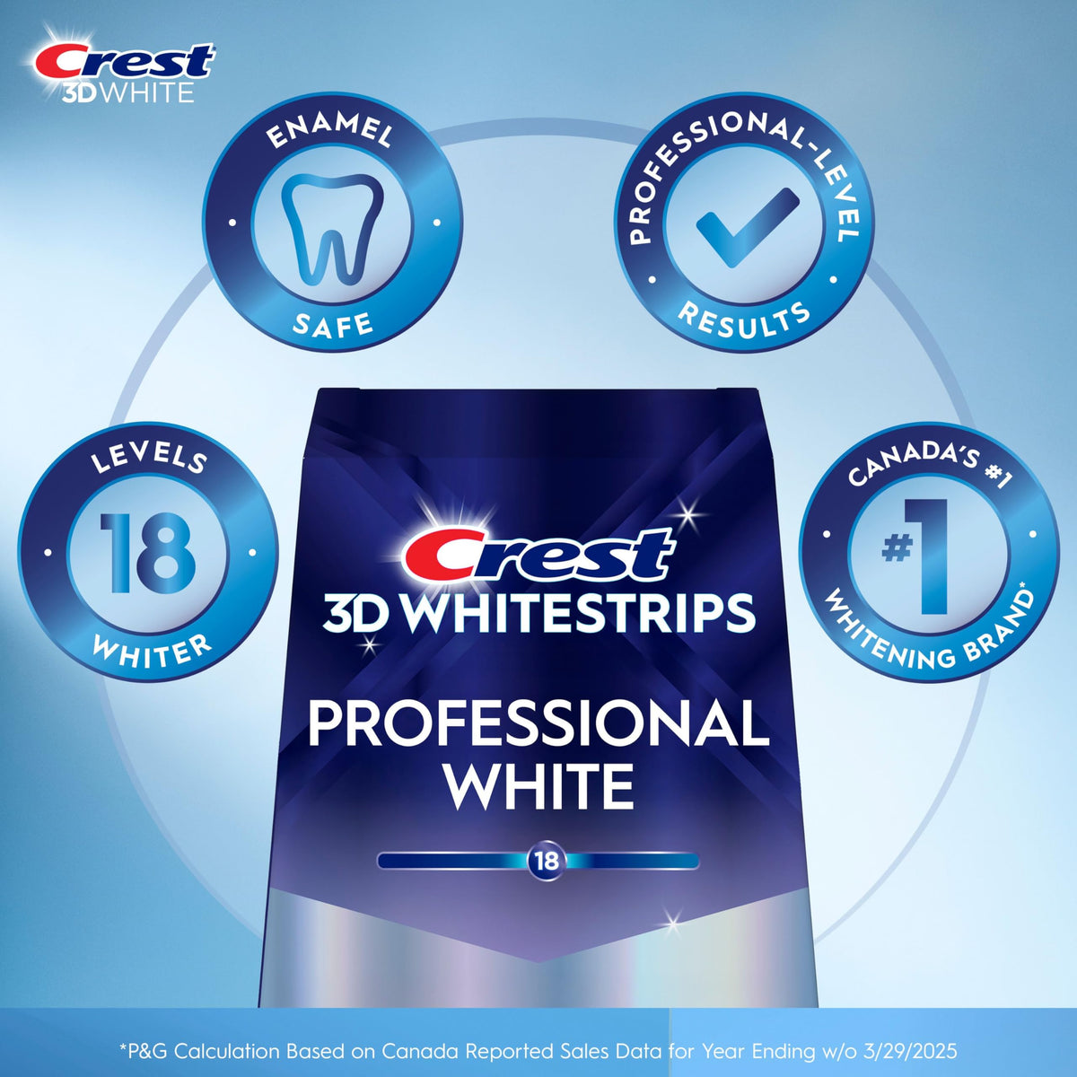 Crest 3D Whitestrips Professional White At-home Teeth Whitening Kit, 20 Treatments, 18 Levels Whiter 🍁 All In One Marketplace Canada