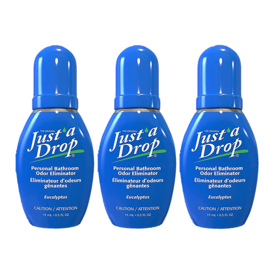 Just a Drop Before You Go Pocket Toilet Drops, Travel Size, Original Eucalyptus, 15 ml, Up to 200 Uses per Bottle, On-The-Go Bathroom Odour Deodorizer with Essential Oils, 3 Pack 🍁 All In One Marketplace Canada
