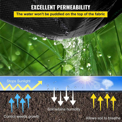 VEVOR 6.5FTx300FT Premium Weed Barrier Fabric Heavy Duty 3OZ, Woven Weed Control Fabric, High Permeability Good for Flower Bed, Geotextile Fabric for Underlayment, Polyethylene Ground Cover 🍁 All In One Marketplace Canada