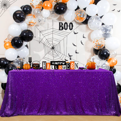 Purple Sequin Tablecloth Sparkly Mermaid Tablecloth Halloween Glitter Table Overlay Bridal Shower Decorations Christmas Rectangular Tablecloths 50x80 Inch