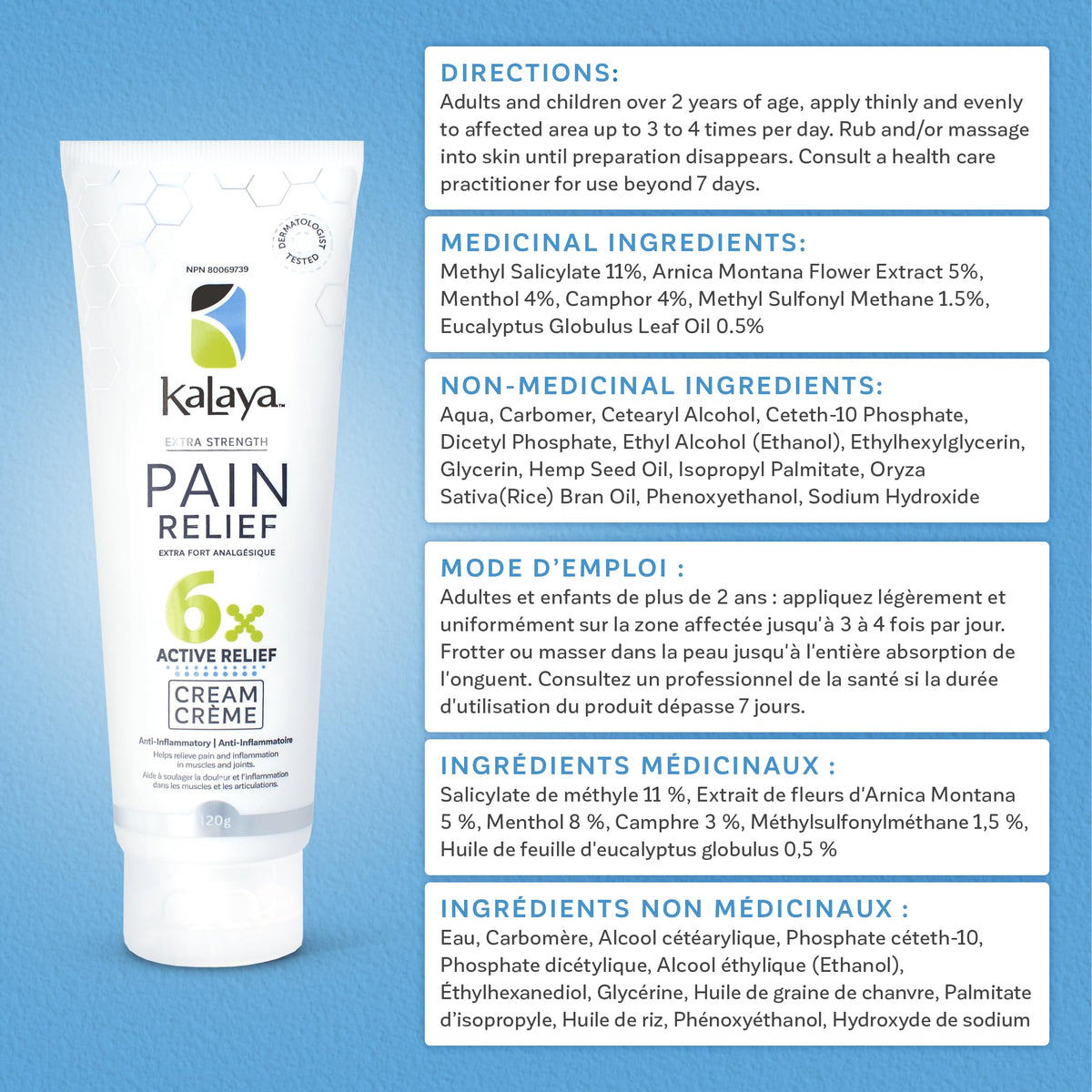 KaLaya 6X Extra Strength Pain Relief Cream with Arnica for Arthritis, Joint, Muscle, Back, Neck, Shoulder, Hand and Knee Pain- Medically formulated with 6 Natural Active, Pain Blocking & Anti inflammatory Ingredients (100g - Pack of 1)