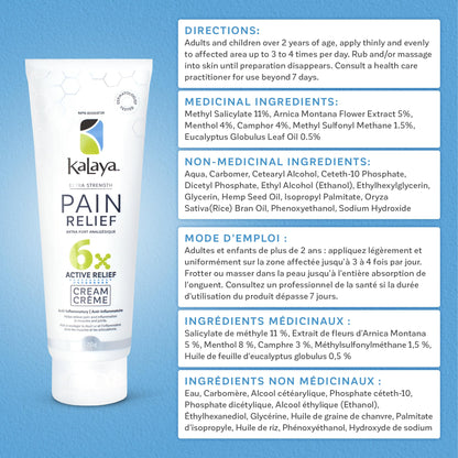KaLaya 6X Extra Strength Pain Relief Cream with Arnica for Arthritis, Joint, Muscle, Back, Neck, Shoulder, Hand and Knee Pain- Medically formulated with 6 Natural Active, Pain Blocking & Anti inflammatory Ingredients (100g - Pack of 1)