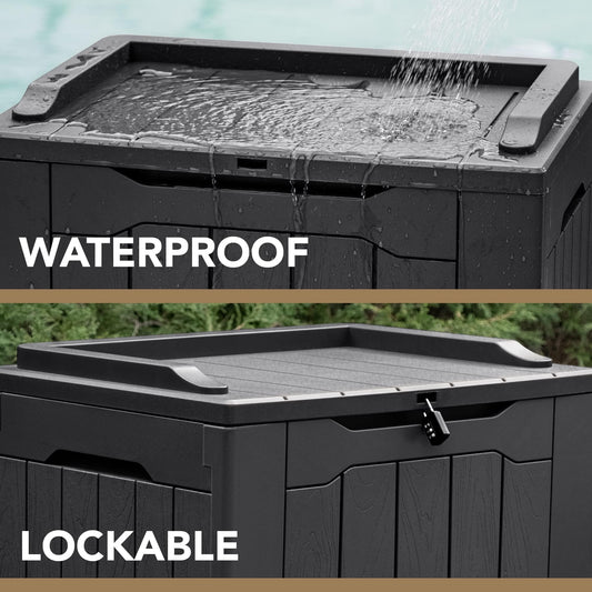 Devoko 30 Gallon Resin Deck Box Outdoor Indoor Waterproof Storage Box for Patio Furniture Pool Accessories Storage for Cushion Garden Tools 🍁 All In One Marketplace Canada