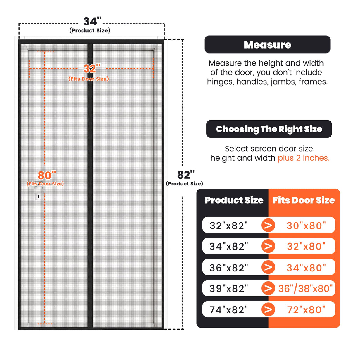 Magnetic Screen Door 34"W x 82"H, Fits Door Size to 32"W x 80"H, Heavy Duty Fiberglass Moustiquaire Magnétique, Screen Mesh with Automatic Block Closure, Walk Through Easily for Kids Pets 🍁 All In One Marketplace Canada
