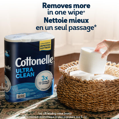 Cottonelle Toilet Paper, 24 Family Mega Rolls = 132 Regular Rolls (4 Packs of 6), Ultra Clean, Strong Bathroom Tissue, 353 Sheets per Roll, Packaging May Vary 🍁 All In One Marketplace Canada
