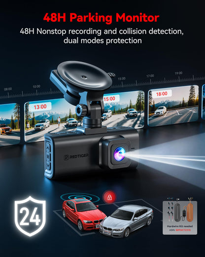 REDTIGER 4K Dash Cam Front and Rear, STARVIS 2 Sensor, Touch Screen 3.18", Voice Control, 20MB/s 5.8GHz WiFi 6 Car DashCam with 128GB Card, GPS, Night Vision, Emergency Lock, Parking Mode(F7N Touch) 🍁 All In One Marketplace Canada