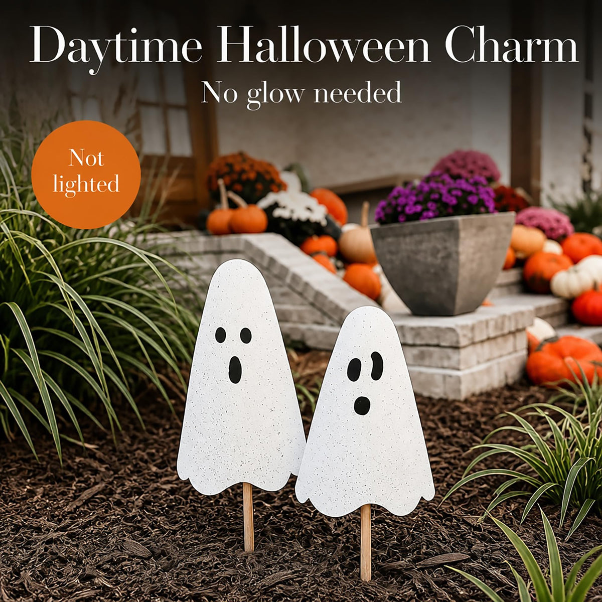 Mud Pie Halloween Metal Ghost Yard Signs, 24", 20"