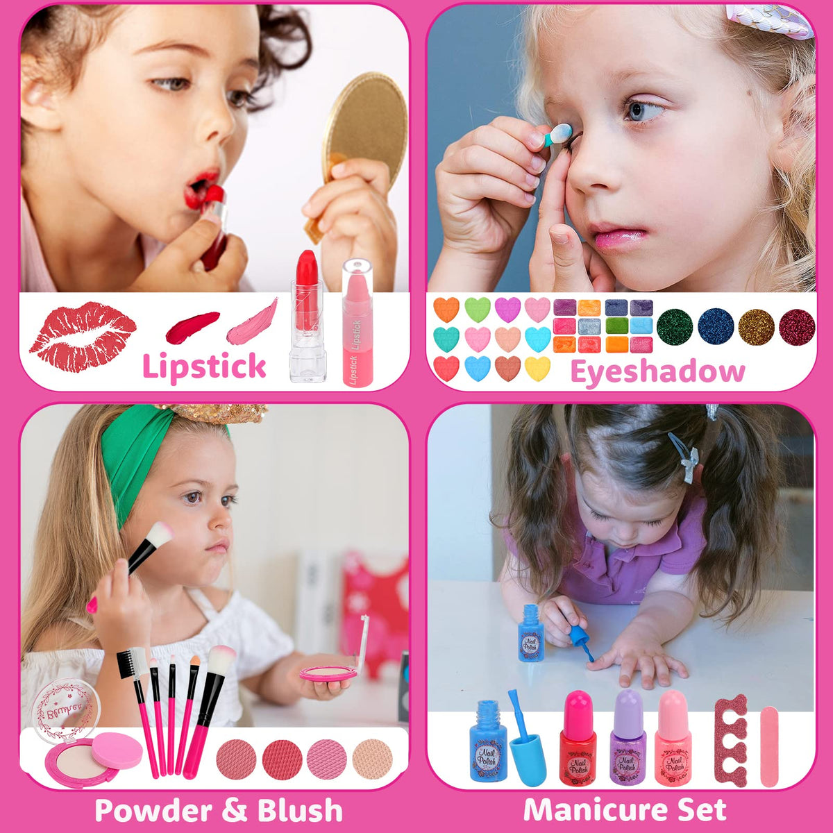Teensymic Kids Makeup Kit for Girls, 54PCS Washable Makeup Toys, Age 3-13, Princess Theme, Girl Toys, Social Skill, Hand-Eye Coordination 🍁 All In One Marketplace Canada