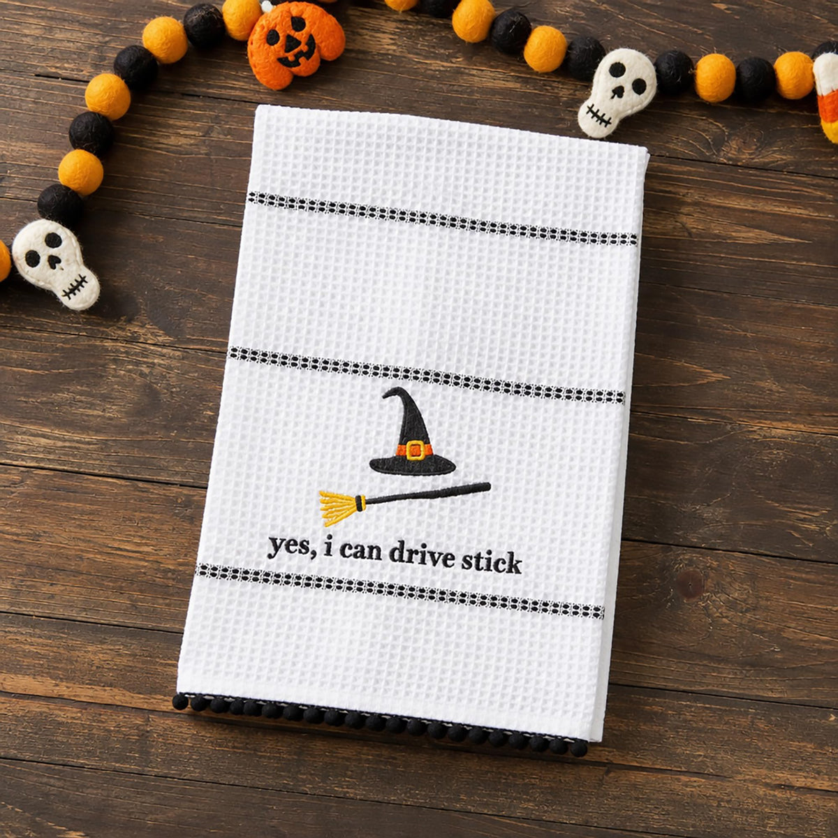 Mud Pie Halloween Towel, Drive Stick, 16 1/2" x 26"