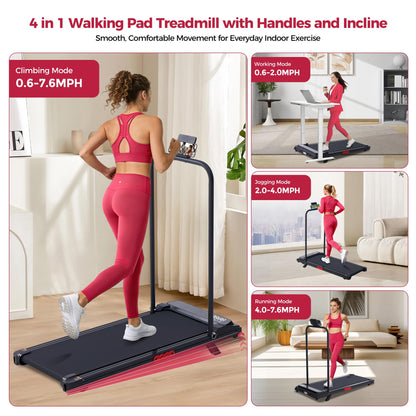POTUPUS Walking Pad Treadmill with Incline, Portable Treadmills for Home Small Spaces, 3.0HP Electric Walking Treadmills with Handle Bar, Mini Treadmills for Exercising, 0.6-7.6MPH, 160KG, Model 401 🍁 All In One Marketplace Canada