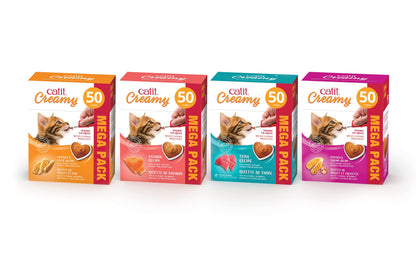 Catit Creamy Cat Treats Lickable, Chicken & Shrimp Flavor, 50 tubes, Mega Pack, Hand-Fed Lickable Cat Treats, Healthy & Hydrating, Made With Fresh Ingredients, Gaterie Pour Chat 🍁 All In One Marketplace Canada