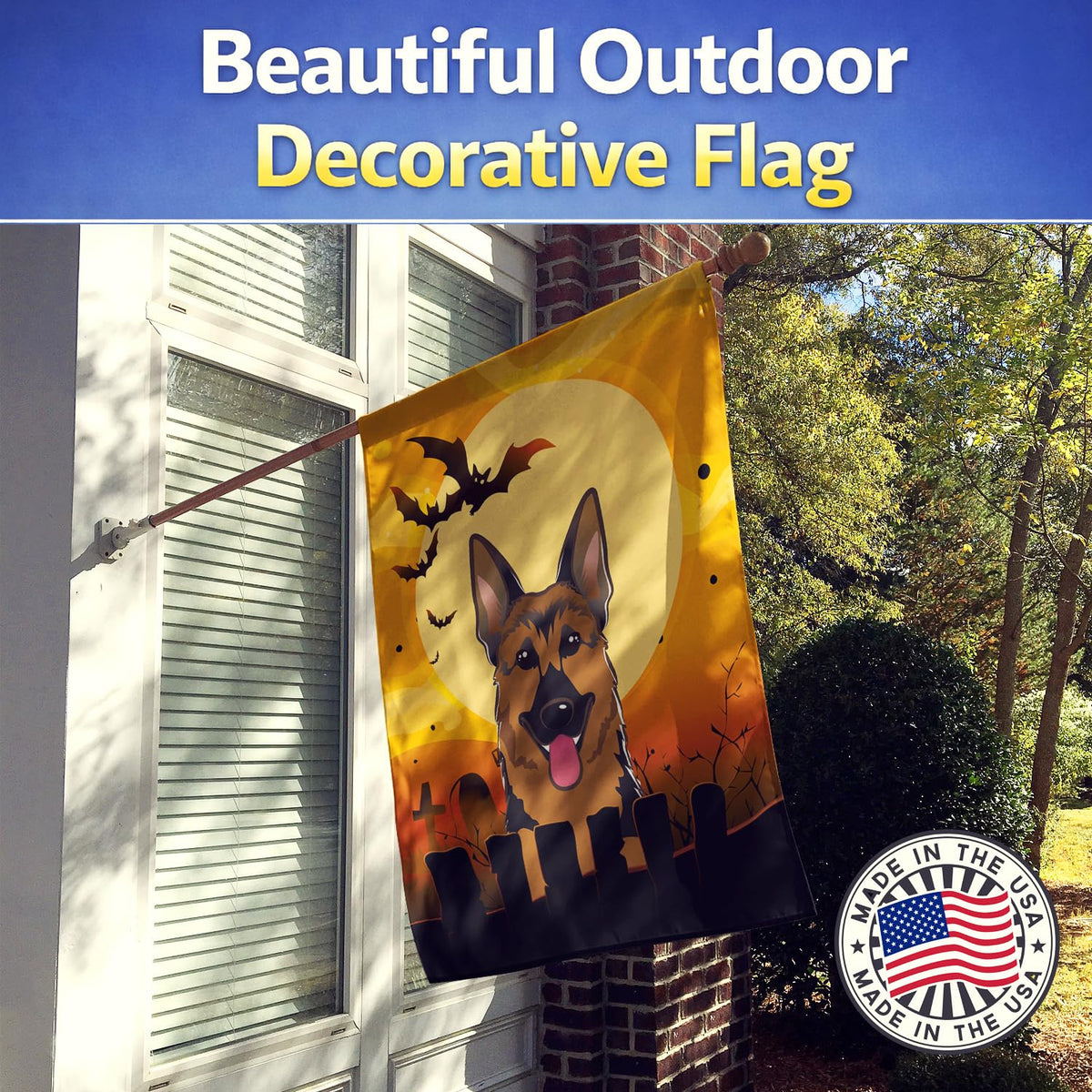 Caroline's Treasures BB1769CHF Halloween German Shepherd Canvas House Size Flag, Multicolor, Large