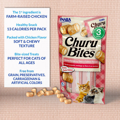 INABA Churu Bites Soft & Chewy Cat Treats, Tuna Scallop, 18ct | Immune support, 72% moisture, Low calorie, Pill-friendly center, Grain-free, Preservative-free, 18 x 0.35 oz tubes 🍁 All In One Marketplace Canada