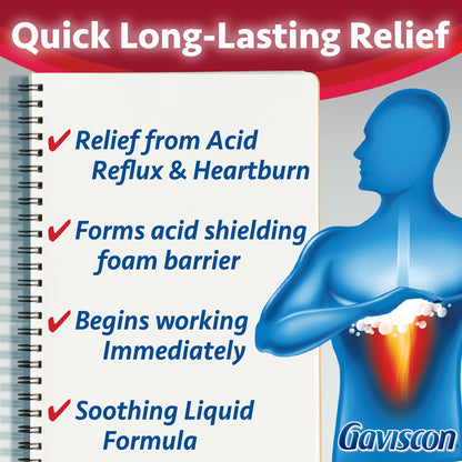 Gaviscon Liquid Extra Strength Antacid - 340 ml - Antacid Liquid for Day and Night Heartburn Relief, Acid Reflux and GERD Relief, Fruit Blend - Free of Aluminum, Lactose and Gluten 🍁 All In One Marketplace Canada