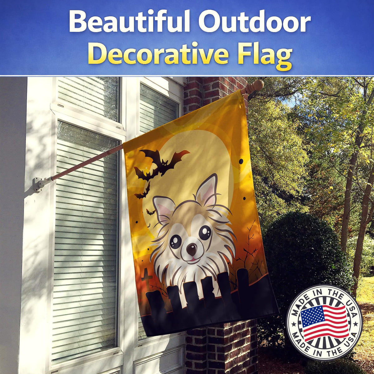 Caroline's Treasures BB1809CHF Halloween Chihuahua Canvas House Size Flag, Multicolor, Large