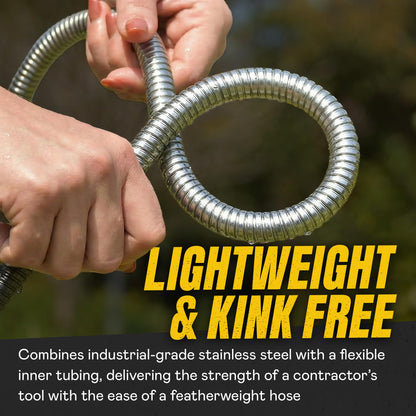 Bionic Steel Metal Garden Hose 100ft, Rust Proof 304 Stainless Steel Water Hose with Aluminum Fittings, Flexible & Heavy Duty Hose, Lightweight, Kink Free & Easy Coil Outdoor Hose - 2026 Model 🍁 All In One Marketplace Canada