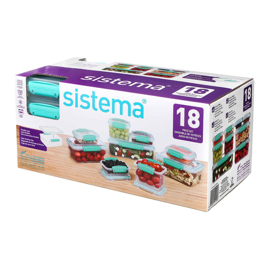 Sistema Food Storage Containers with Lids for Lunch, Meal Prep and Leftovers, Dishwasher Safe, BPA-Free, Teal, 18 Piece Set 🍁 All In One Marketplace Canada
