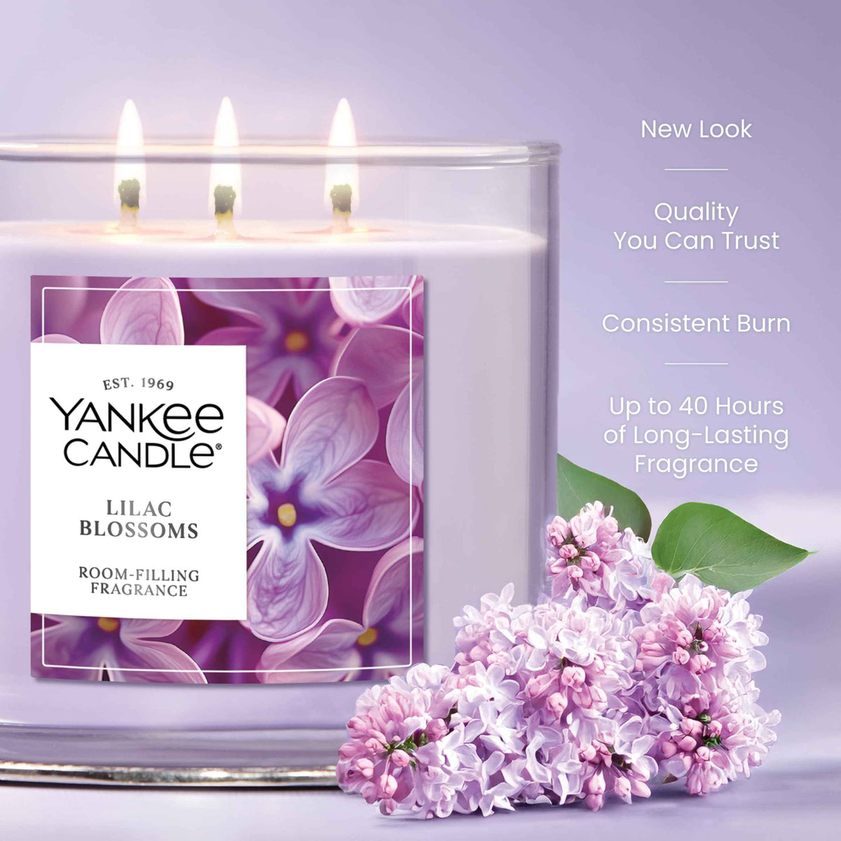 Yankee Candle 3 Wick Candle Jar, Scented Candle with up to 40 Hours of Burn Time, Premium Plant Wax Blend for Consistent Long Lasting Scent from First to Last Burn, Lilac Blossom 🍁 All In One Marketplace Canada