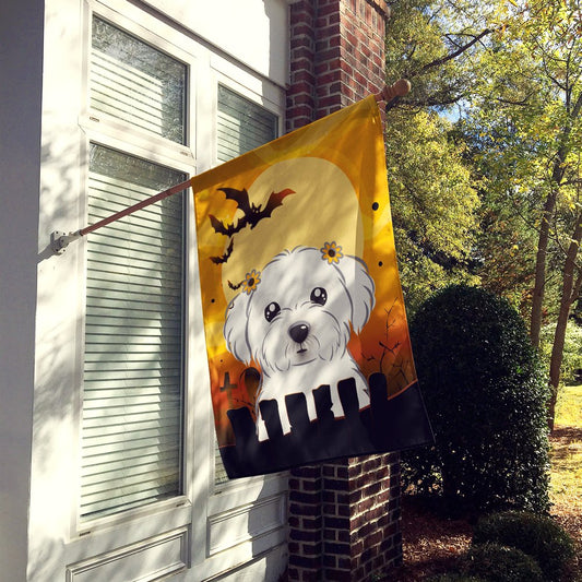 Caroline's Treasures BB1766CHF Halloween Maltese House Flag Large Porch Sleeve Pole Decorative Outside Yard Banner Artwork Wall Hanging, Polyester, House Size, Multicolor