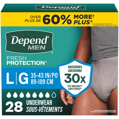 Depend FIT-FLEX Adult Incontinence Underwear for Men, Maximum Absorbency, L, Grey, 28 Count 🍁 All In One Marketplace Canada