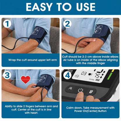 ByFloProducts Blood Pressure Monitor for Home Use – Digital Heart Rate Monitor with Backlit LCD Screen, Includes Blood Pressure Cuff, 4 AAA Batteries, Perfect Automatic Blood Pressure Machine (Black with Backlight) 🍁 All In One Marketplace Canada