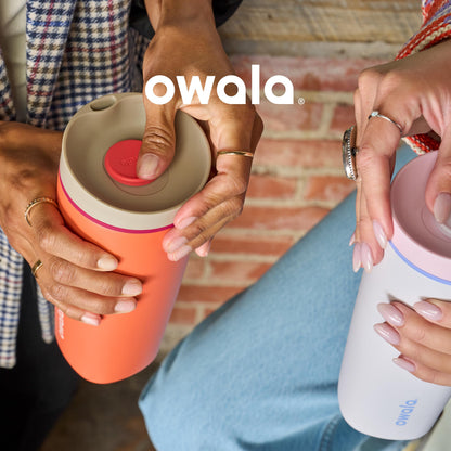 Owala SmoothSip Slider Insulated Stainless Steel Coffee Tumbler, Reusable Iced Coffee Cup, Hot Coffee Travel Mug, BPA Free 12 oz, Pucker Up 🍁 All In One Marketplace Canada