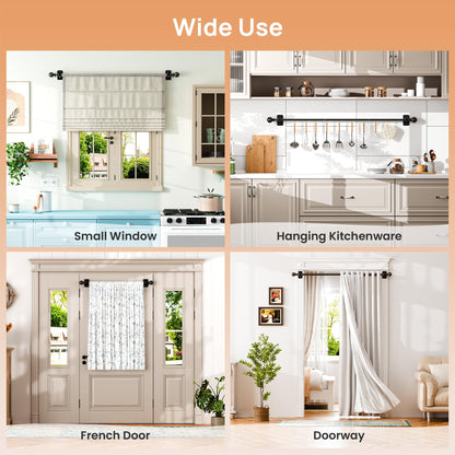 upsimples No Drill Curtain Rods for Window 28 to 48 Inches, 5/8 Inch Diameter Renter Friendly Drapery Rod with Adhesive Brackets without Drilling, Adjustable from 27 to 52 Inches, Black 🍁 All In One Marketplace Canada