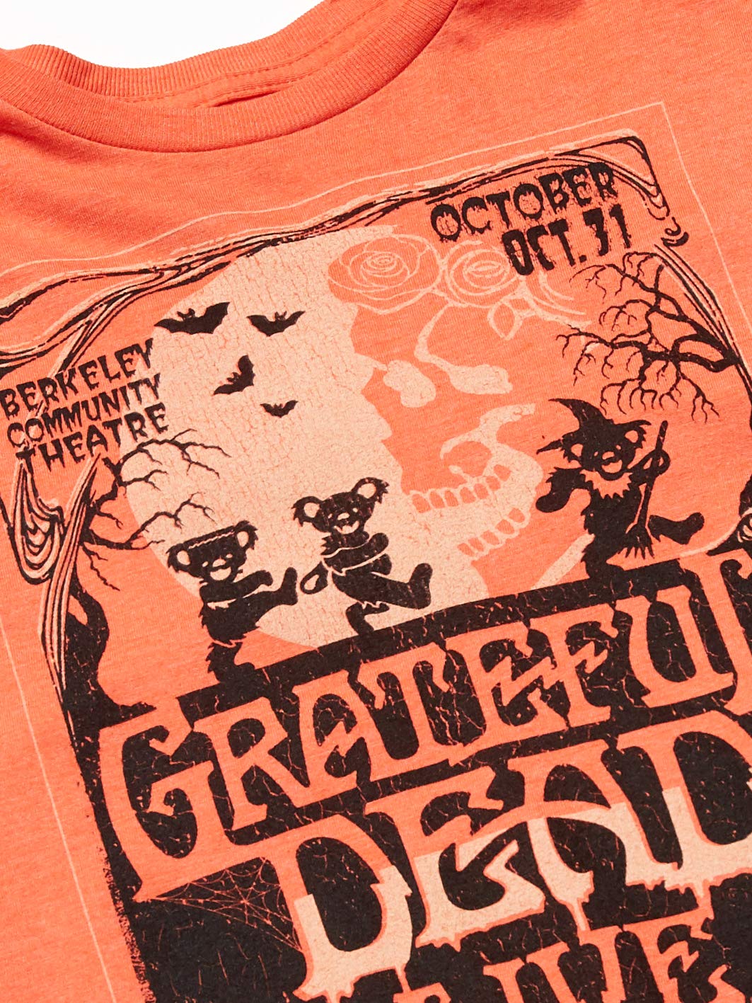 Liquid Blue Unisex Adult Grateful Dead Berkeley Moon Live Halloween Tee T Shirt, Orange, Large US