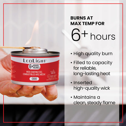 6 Pack Chafing Fuel 6 Hour Burn – Odorless, Smokeless & Spill-Proof Wick, 7.8oz Food Warmer Fuel for Chafing Dish Buffet Set & Catering Use, LeoLight 🍁 All In One Marketplace Canada