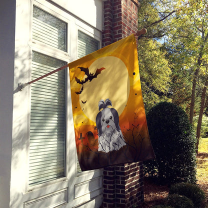 Caroline's Treasures BB4355CHF Halloween Shih Tzu Black Silver Flag Canvas House Size, Large, Multicolor