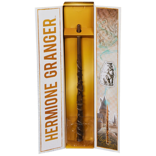 Wizarding World Harry Potter, 12-inch Magical Collector Hermione Granger Wand with Stand & Die-cast Icon, Magical Creatures, Accessory for Halloween Costumes
