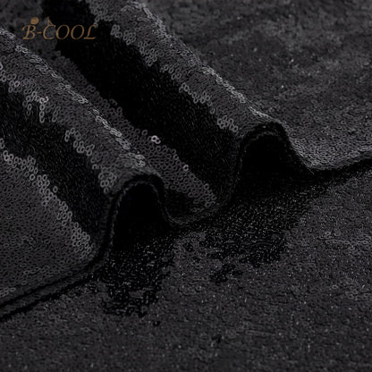 B-COOL Black Sequin Tablecloth Halloween Shimmer Tablecloth 50x80-inch Rectangular Table Overlays for Wedding Birthday Party Prom Table Decorations