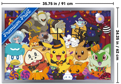 Pokémon: Halloween Party- Group Wall Poster, 34L" x 22.4W", Silver Framed Version