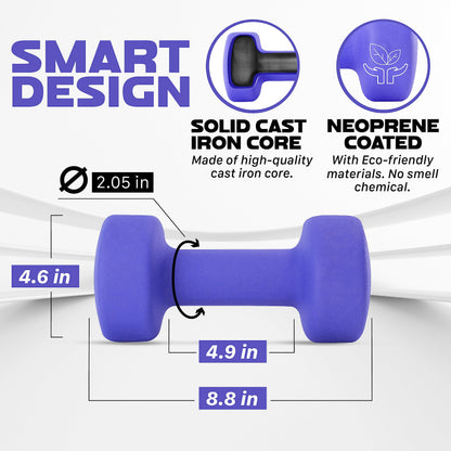 Yes4All Dumbbell Neoprene, poids et haltere, Weight Set, Hand Weights for Women, Dumbbells Pair, Free Weights (M. Purple - 20lbs) 🍁 All In One Marketplace Canada