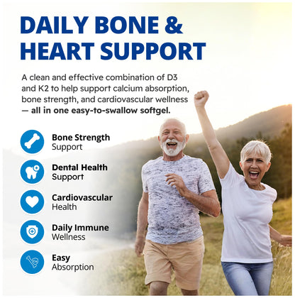 CanPrev - D3 & K2 Vitamin Supplement 240 Softgels 240-Day Supply, K2 MK7 Cholecalciferol Vitamin D3 Supplement, Organic Coconut Oil for Improved Absorption - Helps Build & Maintain Teeth & Bone Health 🍁 All In One Marketplace Canada