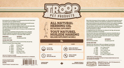 Troop Pet Products, Canadian Herring Oil, Natural Omega 3 Supplement for Improved Stamina, Immune System, Decreased Shedding, (1000ml) 🍁 All In One Marketplace Canada