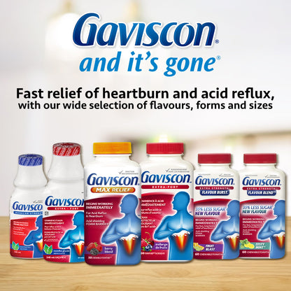Gaviscon Extra Strength Tablets - 60 Count - Chewable Foaming Antacid Tablets for Day and Night Heartburn Relief, Acid Reflux and GERD relief, Butterscotch - Free of Aluminum, Lactose and Gluten 🍁 All In One Marketplace Canada