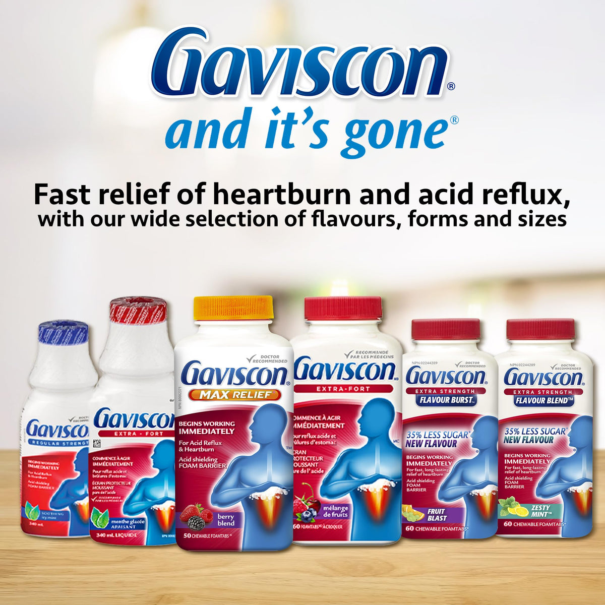Gaviscon Extra Strength Tablets - 120 Count - Chewable Foaming Antacid Tablets for Day and Night Heartburn Relief, Acid Reflux and GERD Relief, Fruit Blend - Free of Aluminum, Lactose and Gluten 🍁 All In One Marketplace Canada