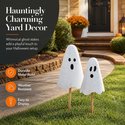 Mud Pie Halloween Metal Ghost Yard Signs, 24", 20"
