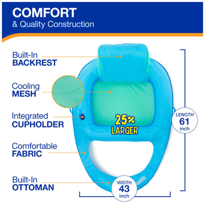 SwimWays Spring Float Premium XL Recliner Chair, Inflatable Pool Floats Adult with Fast Inflation, 25% Larger Than Recliner, Supports Up to 300 lbs 🍁 All In One Marketplace Canada