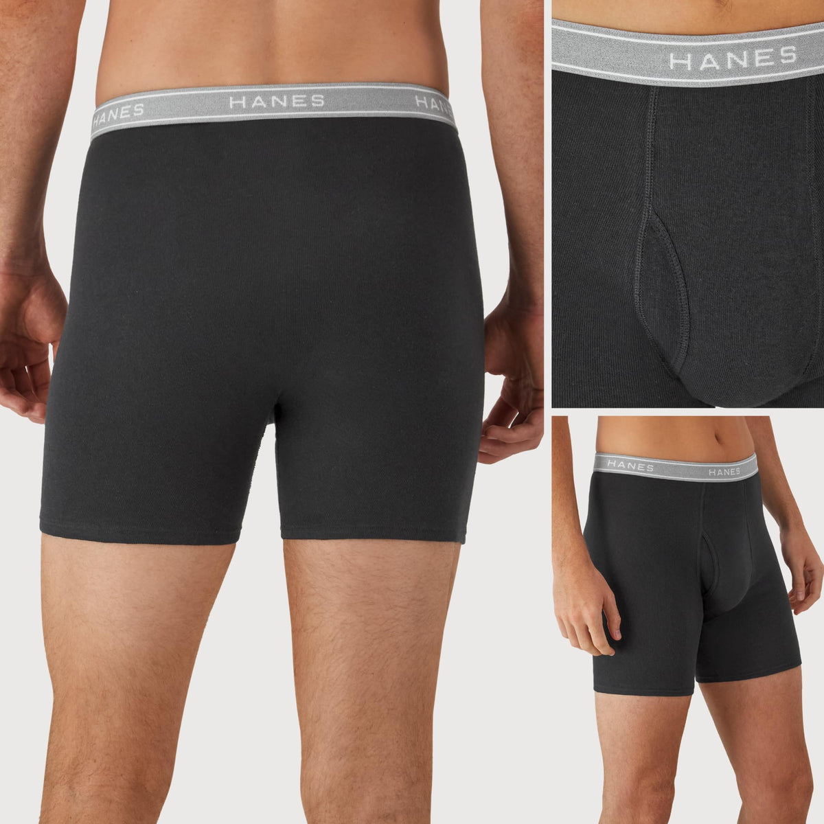 Hanes Boxer Briefs, Cool Dri Moisture-Wicking Underwear, Cotton No-Ride-up for Men, Multi-Packs Available, 6 Pack - Black/Gray, X-Large 🍁 All In One Marketplace Canada