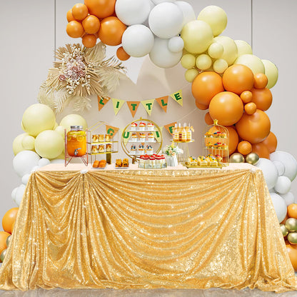 B-Cool Gold Sequin Tablecloth Party Glitter Tablecloth Sparkly Table Cloth 60x102 Inches Rectangle Classy Elegant Tablecloth for Christmas Halloween Theme Parties Table Decorations