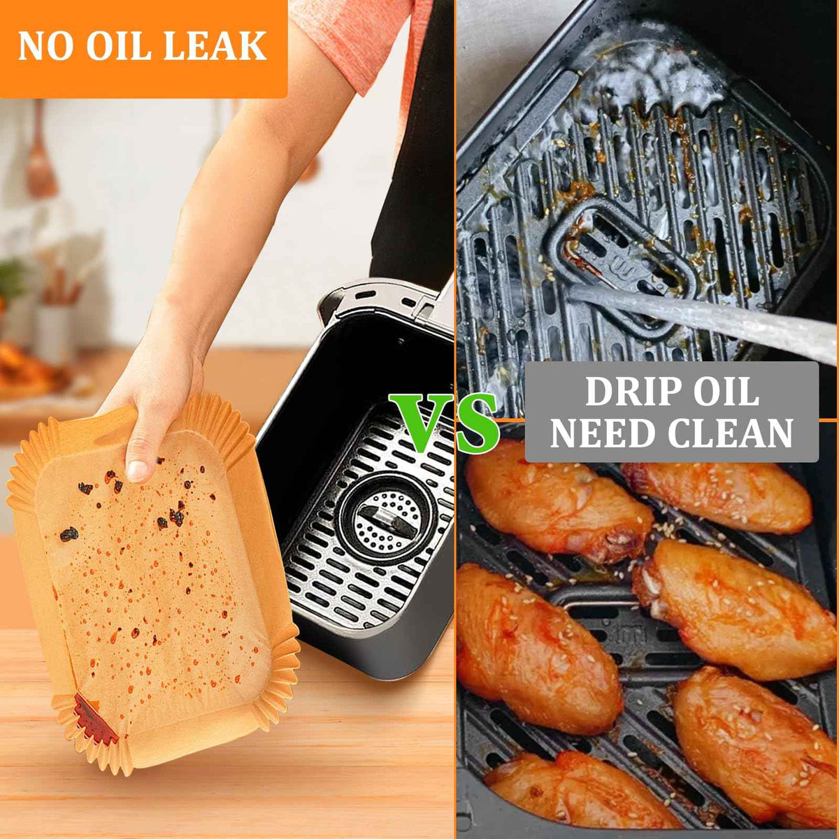 200PCS Air Fryer Liners for Ninja: Higher Non-Stick Disposable Parchment Paper Liner for Ninja DZ201/DZ401 Dual Airfryer Baking - Food Grade Ninja Air Fryer Accessories - Rectangle 8.6 x 5.5 inch 🍁 All In One Marketplace Canada