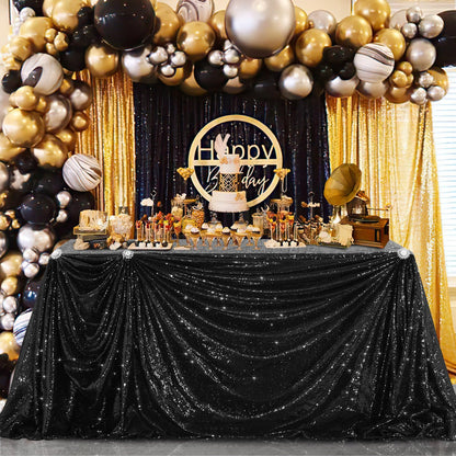 B-COOL Black Sequin Tablecloth Halloween Shimmer Tablecloth 50x80-inch Rectangular Table Overlays for Wedding Birthday Party Prom Table Decorations